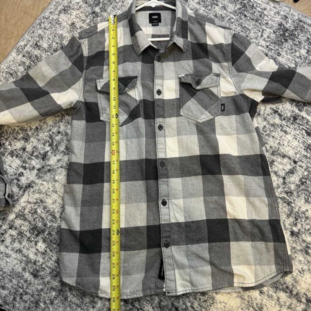 Vans Mens XL Black and White Buffalo Plaid Long Sleeve Flannel - Picture 11 of 13